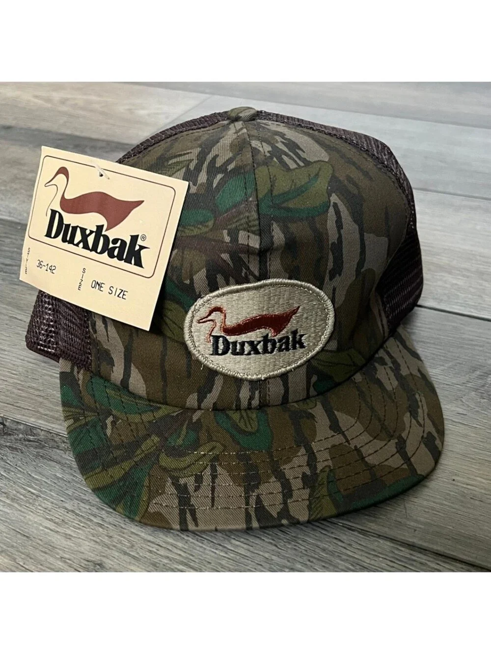 Vintage Duxbak Camo Trucker Hat One Size Snapback Meshback Hunting NEW NWT USA